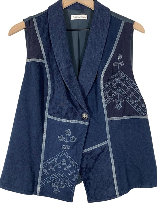 Coldwater Creek Jackets & Blazers - Coldwater Creek Womens Vest Size XL Embroidered Patchwork Artsy Navy Blue $69